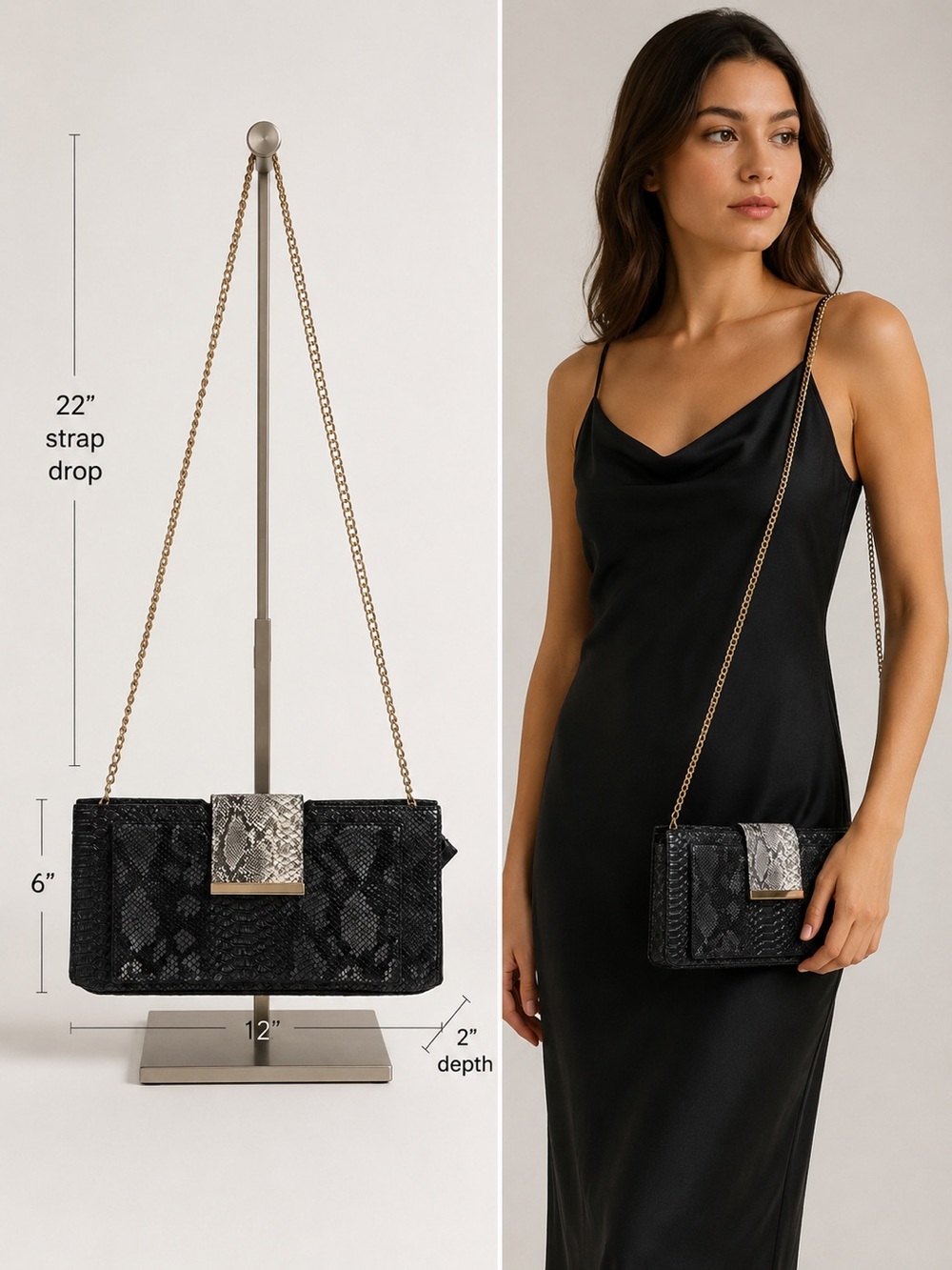 Python Faux Leather Clutch - Picture 2 of 5